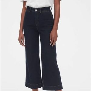 GAP High Rise Wide Leg Crop Jeans Size 4/27 Dark Wash